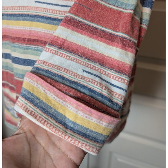Lauren Ralph Lauren Hoodie Henley Top Size L Striped Southwestern Colorful - Picture 10 of 12